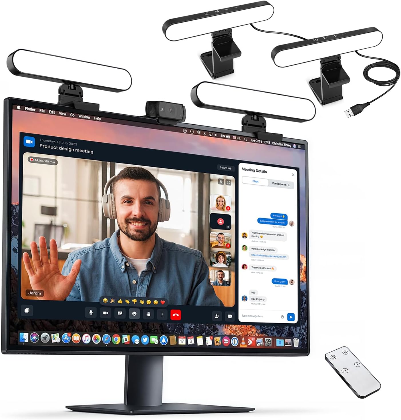 Detalle de yAyusi Iluminación para videoconferencias con 2 lámparas