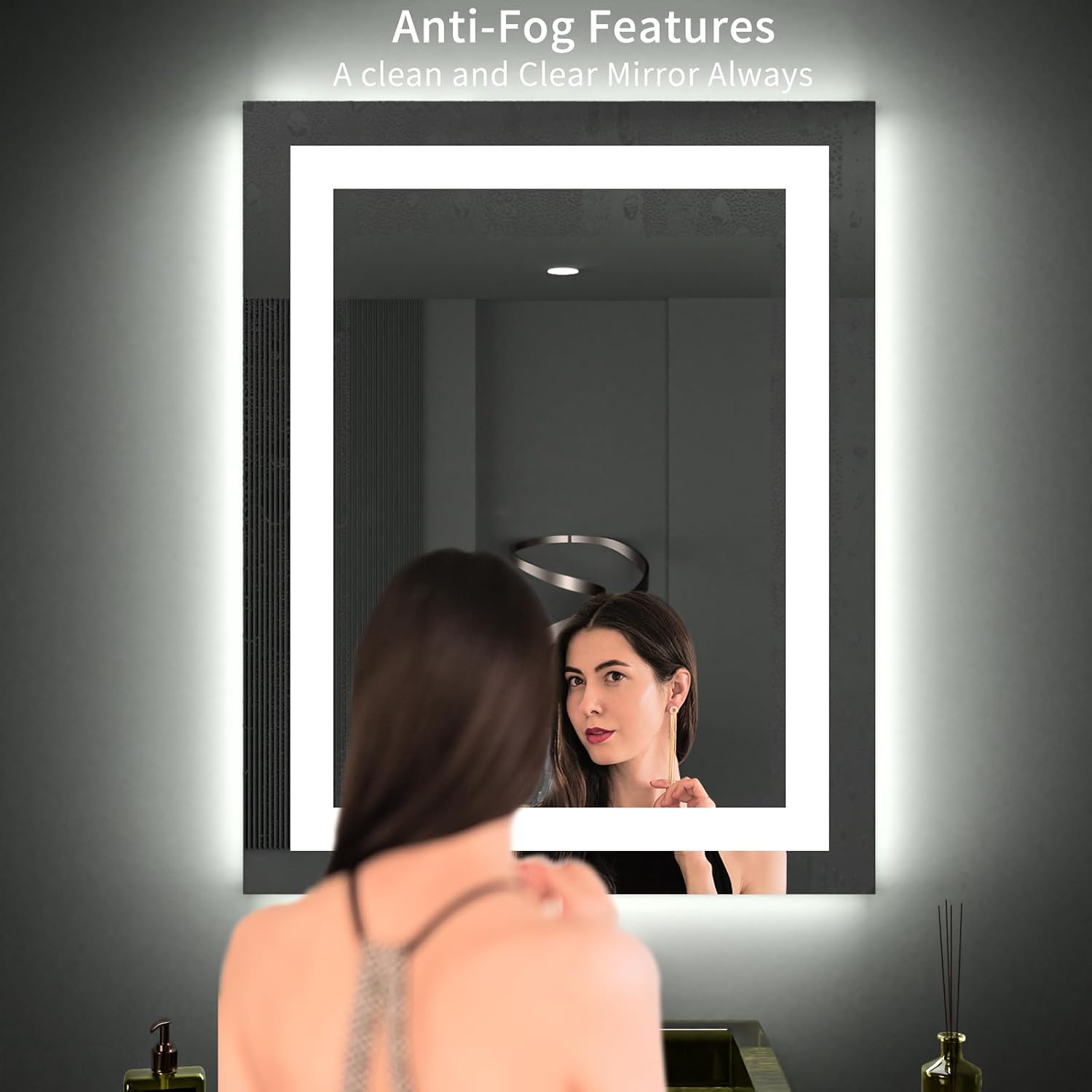 Thumbnail 2 de LOAAO 28" x 32" LED Bathroom Mirror with Double Lighting, Defog & Memory