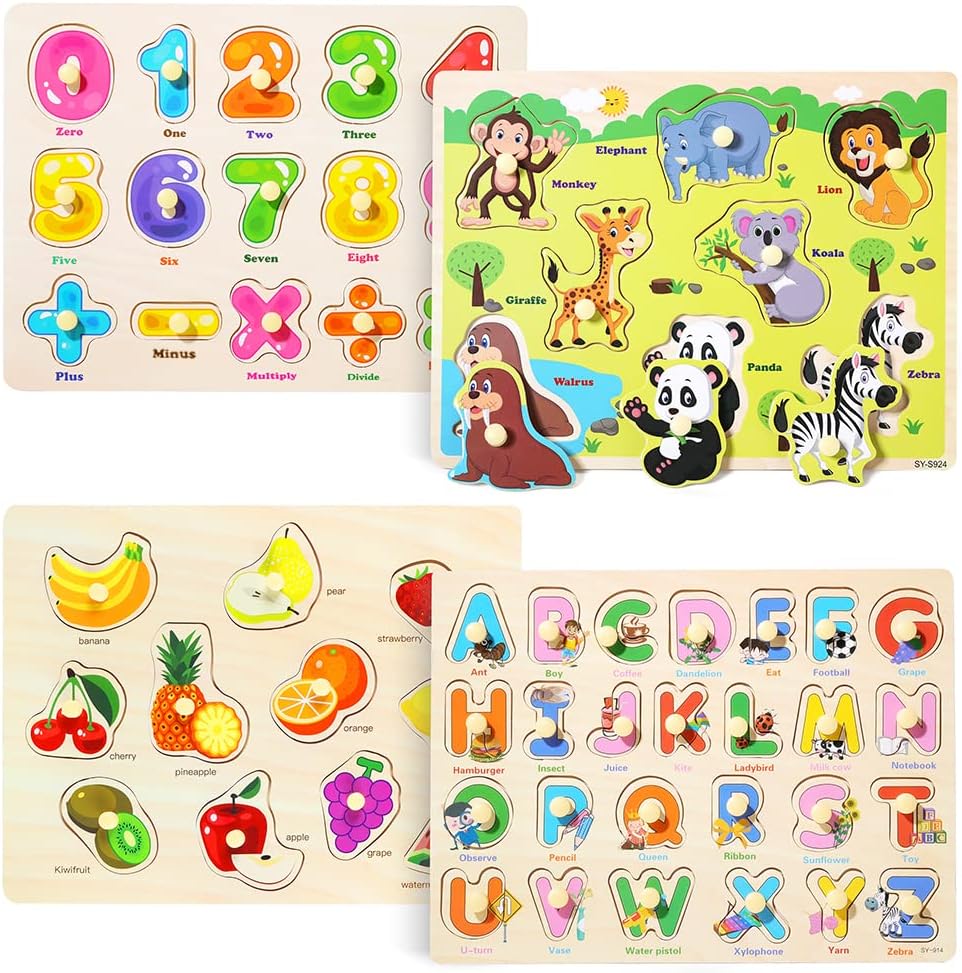 Detalle de GRINNNIE Wooden Peg Puzzle for Toddlers 3