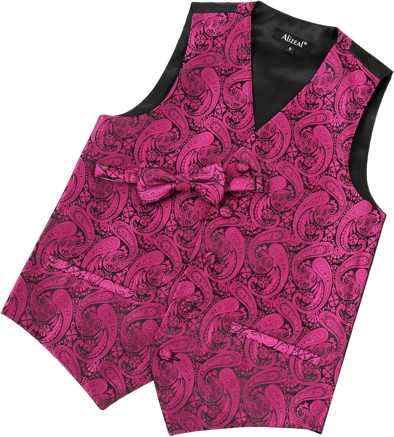 Thumbnail 2 de Alizeal Boys Classic Paisley Bow Tie and Suit Vest Set