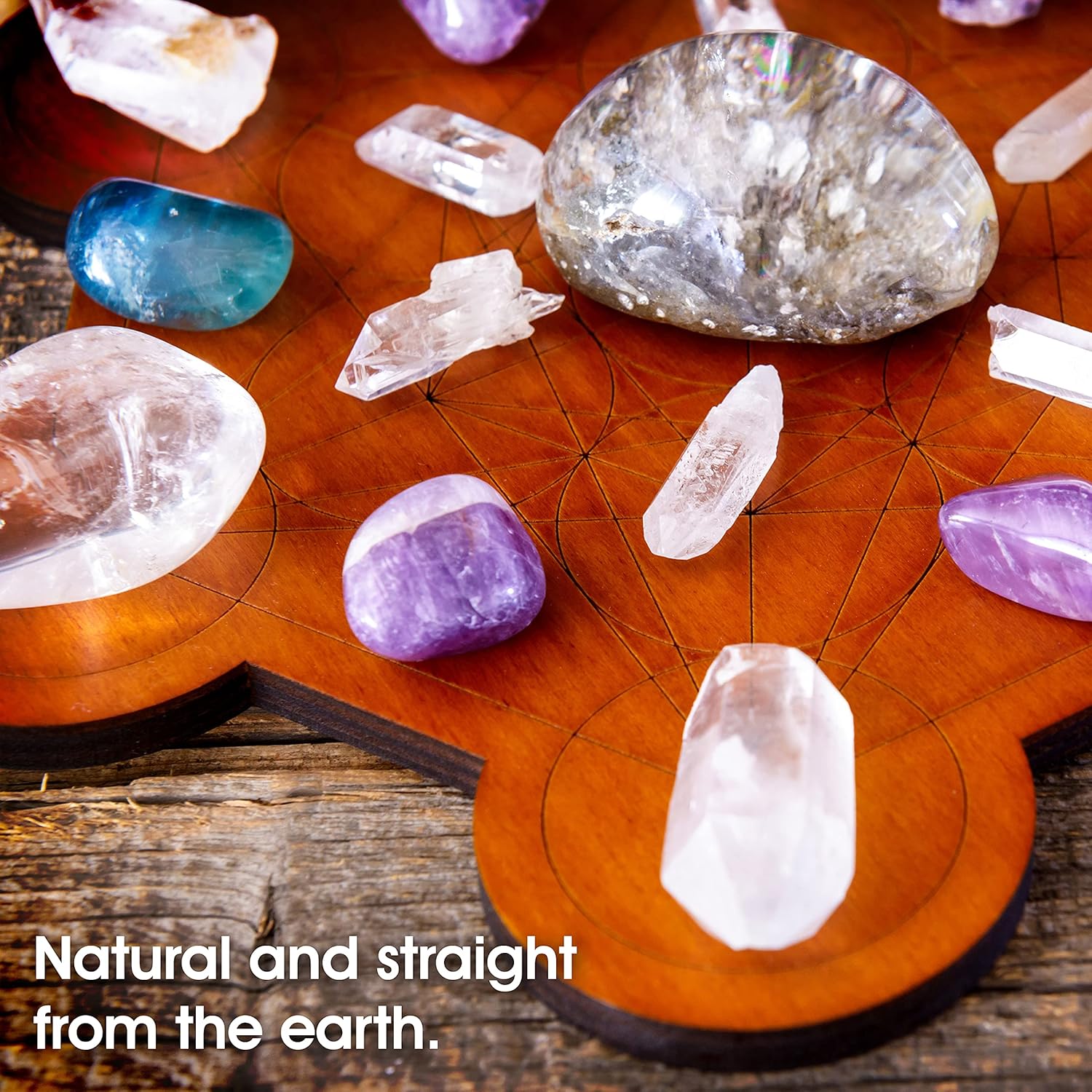 Thumbnail 4 de Curawood Crystal Grid Board – Metatron’s Cube sacred geometry wooden plate (10 inch)