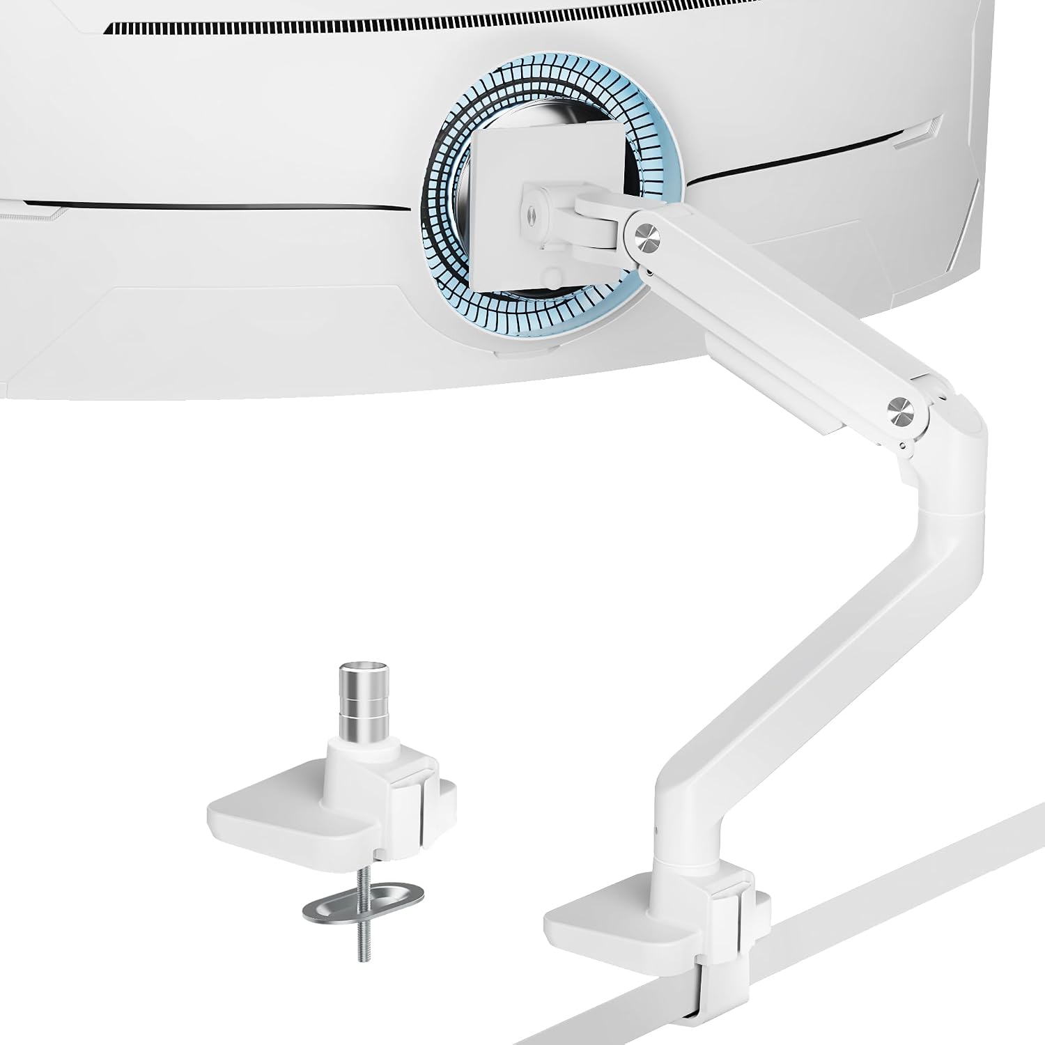 Detalle de ARES WING Monitorhalterung 17–49 Zoll, Gasfeder, 20 kg Tragkraft, VESA 75/100 mm – Weiß