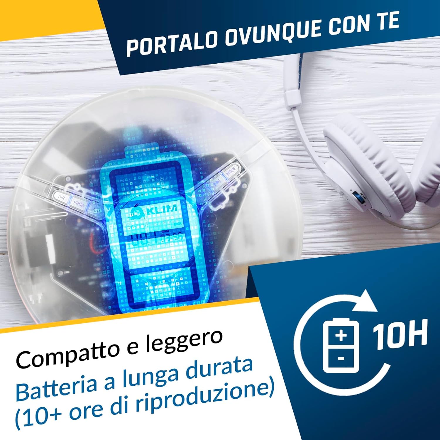 Detalle de KLIM Discman – Lettore CD portatile con batteria ricaricabile + auricolari KLIM Fusion