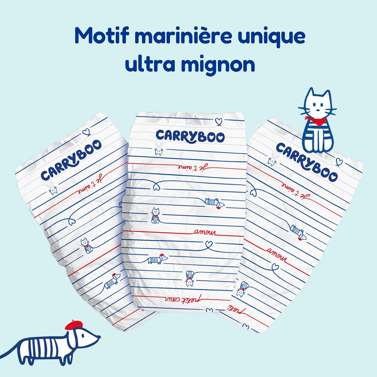 Thumbnail 6 de CARRYBOO Couches Taille 1 (2-5 kg) – 120 couches jetables, ultra absorbantes et anti-fuites jusqu’à 12 h, fabriquées en France