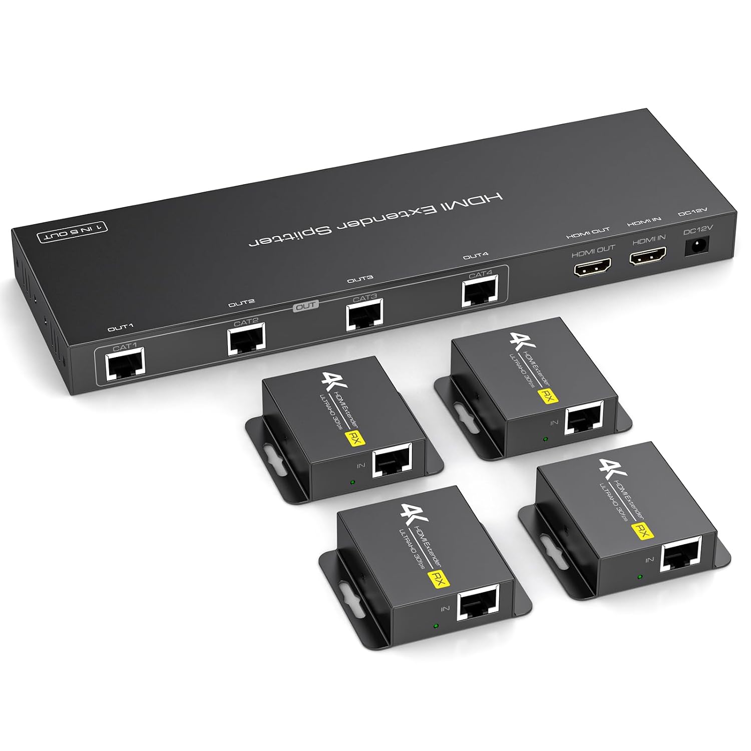 VEDINDUST HDMI Splitter Extender 4K30Hz 1 In, 5 Out over Cat5e/6/7 with EDID Management