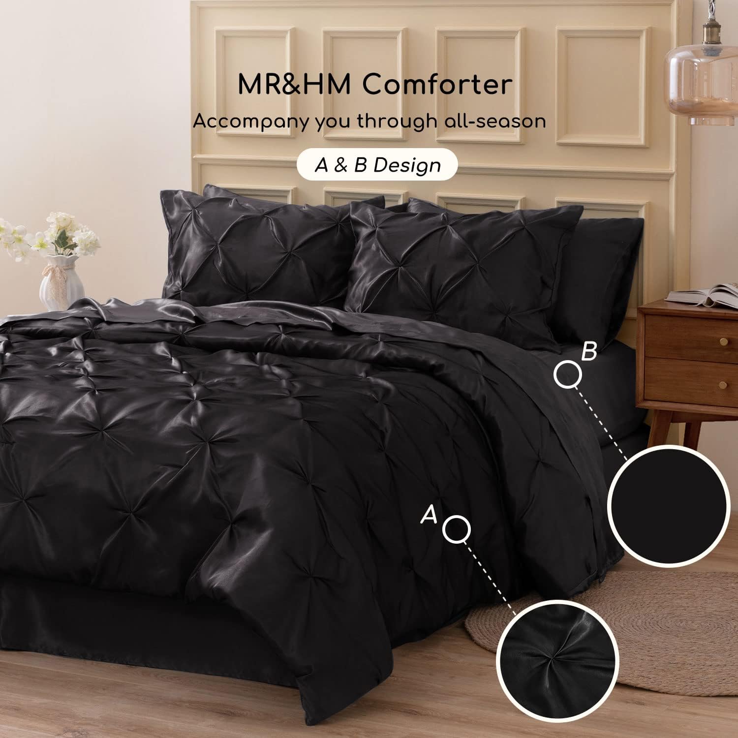Thumbnail 6 de MR&HM Satin Comforter Queen 7-Piece Bedding Set