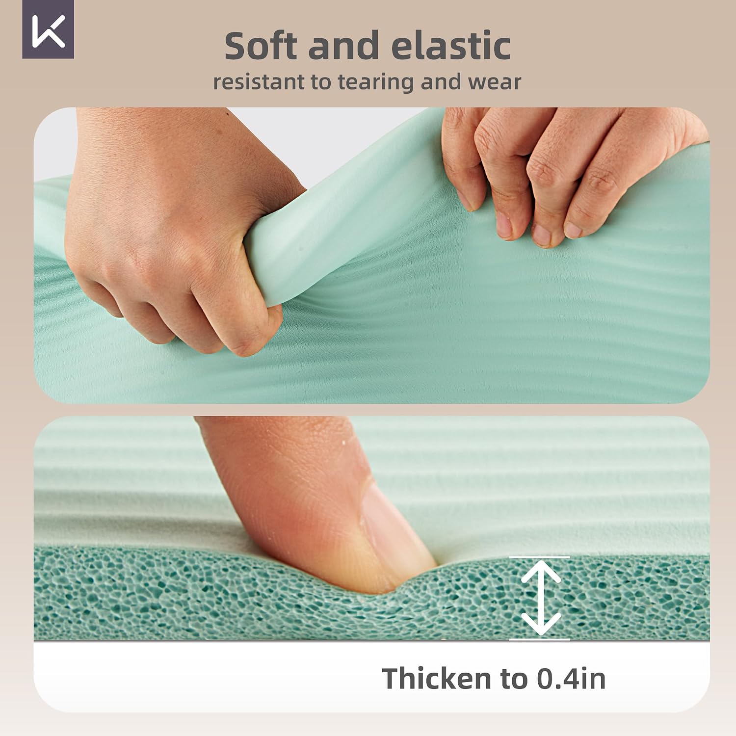 Detalle 2 de KEEP ym10-gre-21564843 NBR Yoga Mat, 10mm Cushioning, 72 x 32 in