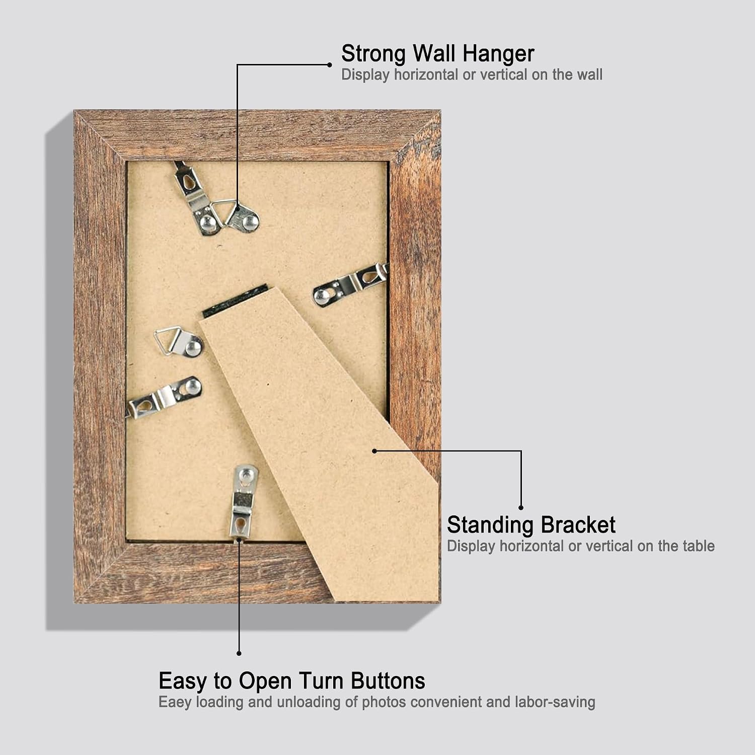 Thumbnail 4 de iRahmen 5x7 Picture Frame Set, Rustic Brown 🖼