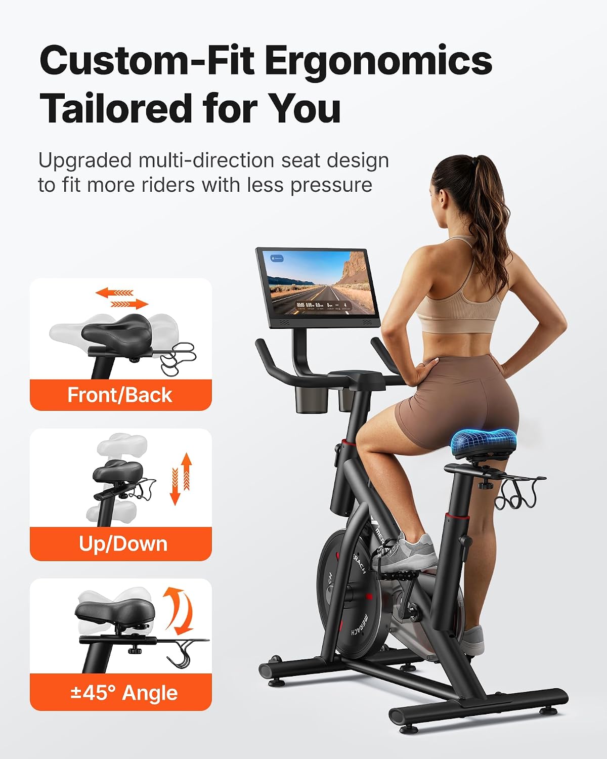 Detalle de MERACH S26 Magnetic Exercise Bike with 15.6-Inch HD Mirroring Screen and App