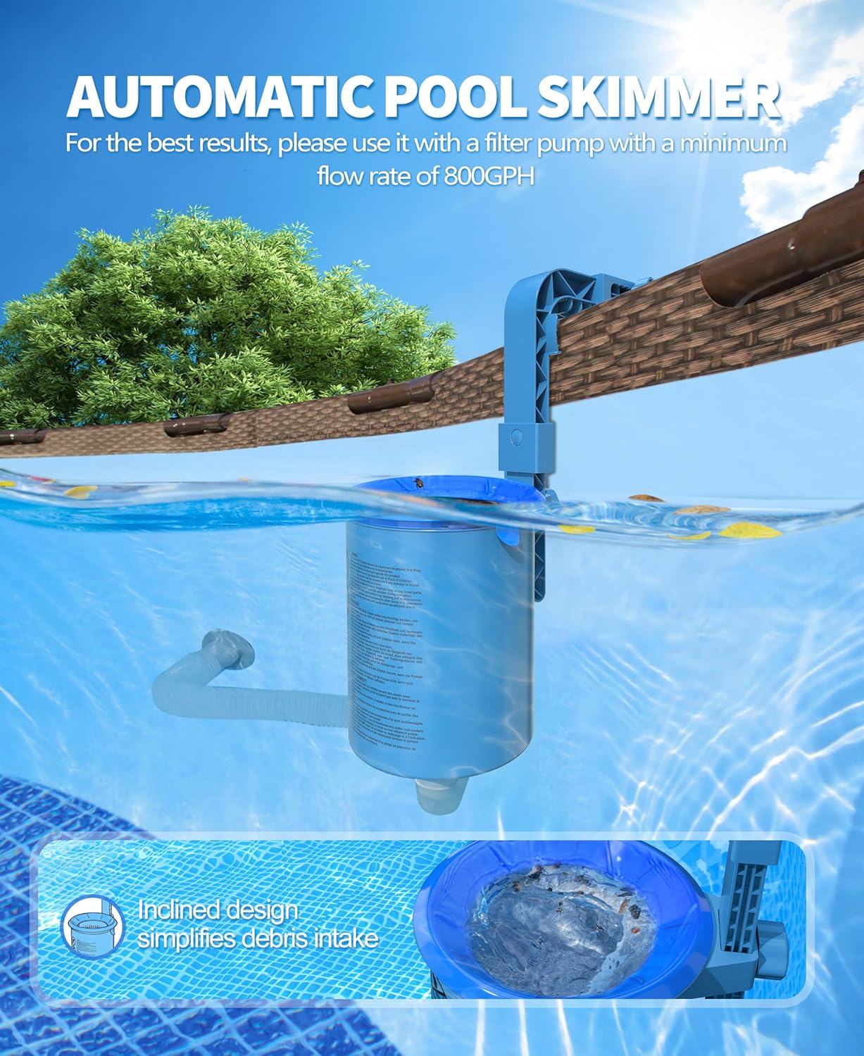 Thumbnail 4 de LanOcean Oberflächenskimmer Pool – höhenverstellbares Skimmer-Set, Einhängeskimmer Ø18 cm mit herausnehmbarem Filterkorb