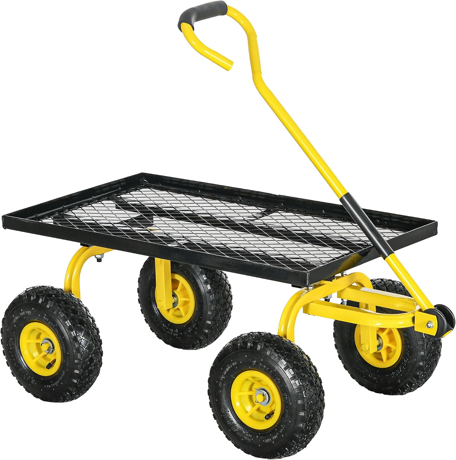 Detalle de Outsunny B71-015V01YL Garden Trolley, 150kg Capacity, Pneumatic Wheels