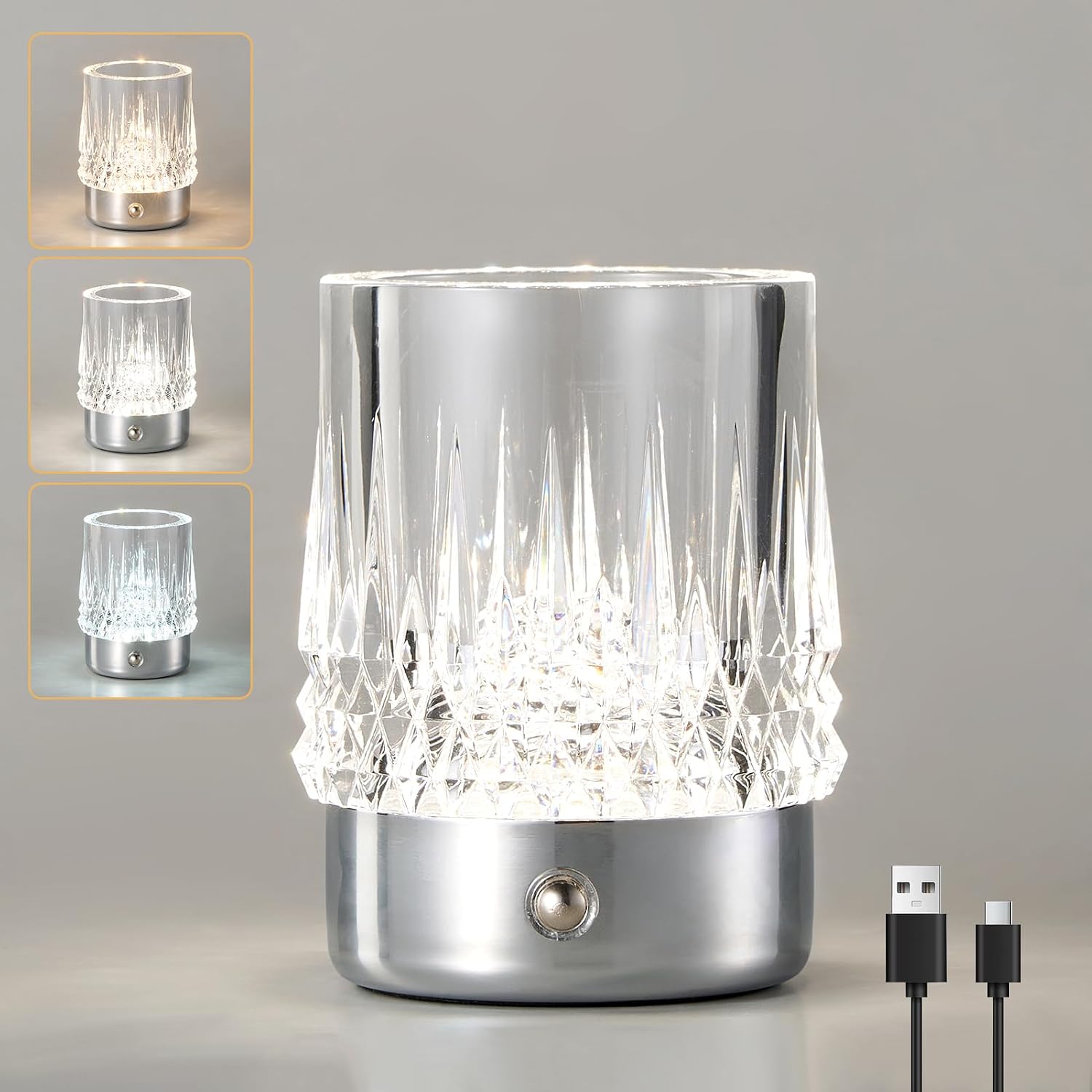Detalle de HARPER LIVING 1455C Rechargeable Table Lamp, Touch Dimming and Three Light Colours