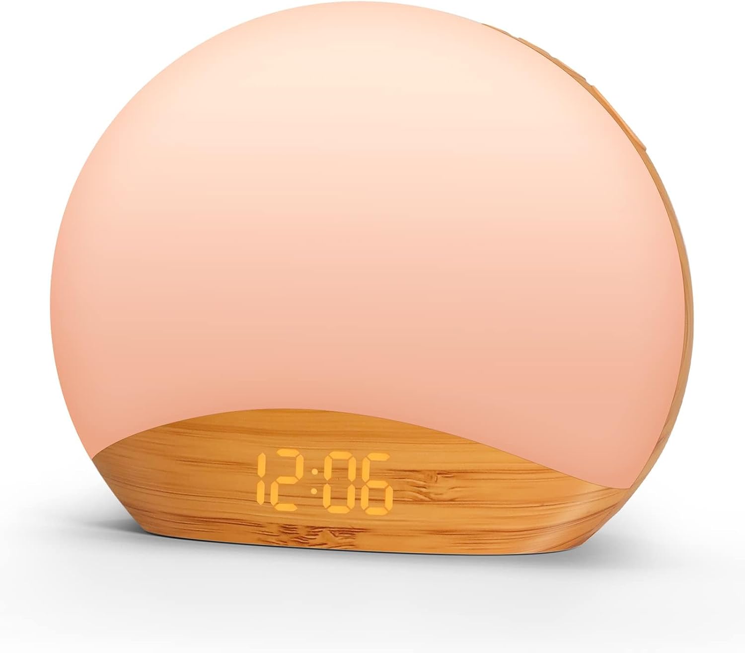 Detalle de REACHER Wood Wake Up Light Alarm Clock with Sunrise Simulation, White Noise & Night Light