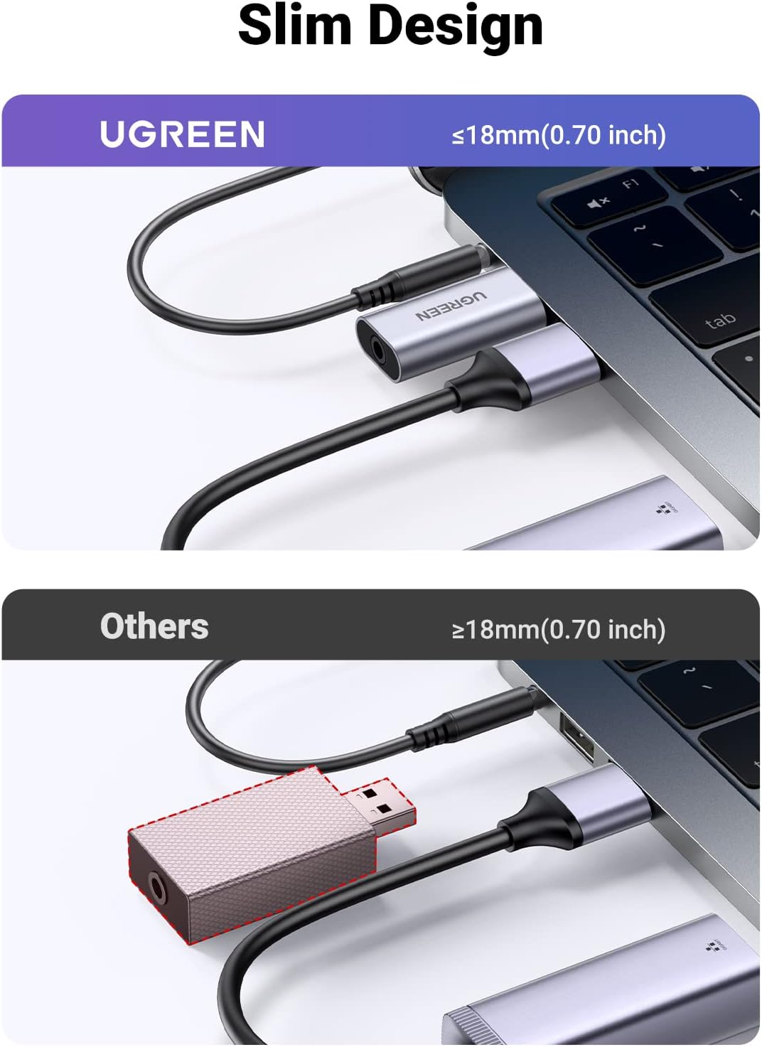 Thumbnail 6 de UGREEN USB-A naar 3,5mm-audioadapter met gecombineerde TRRS-aansluiting