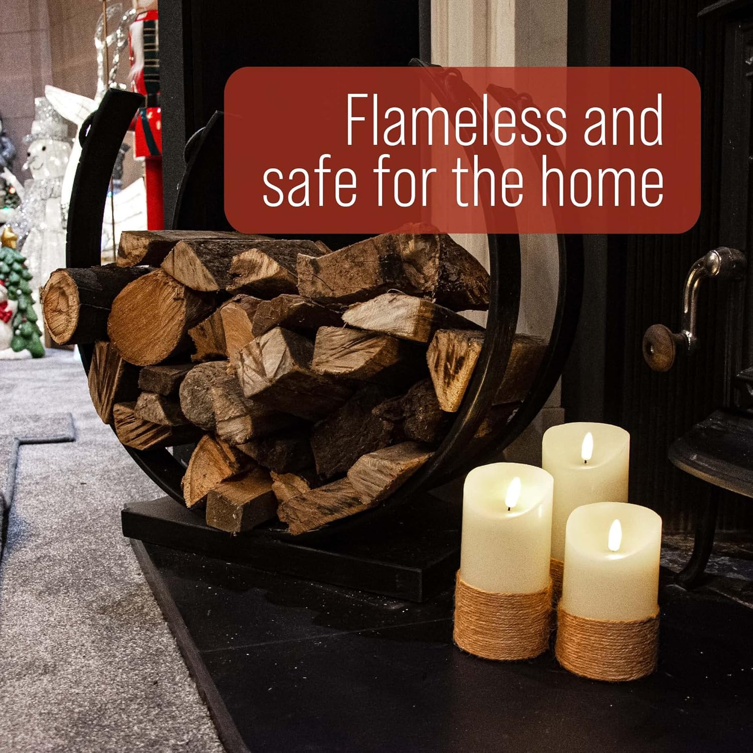 Thumbnail 5 de iN LED Candles (Set of 3) with dancing flame effect, rope design and remote control