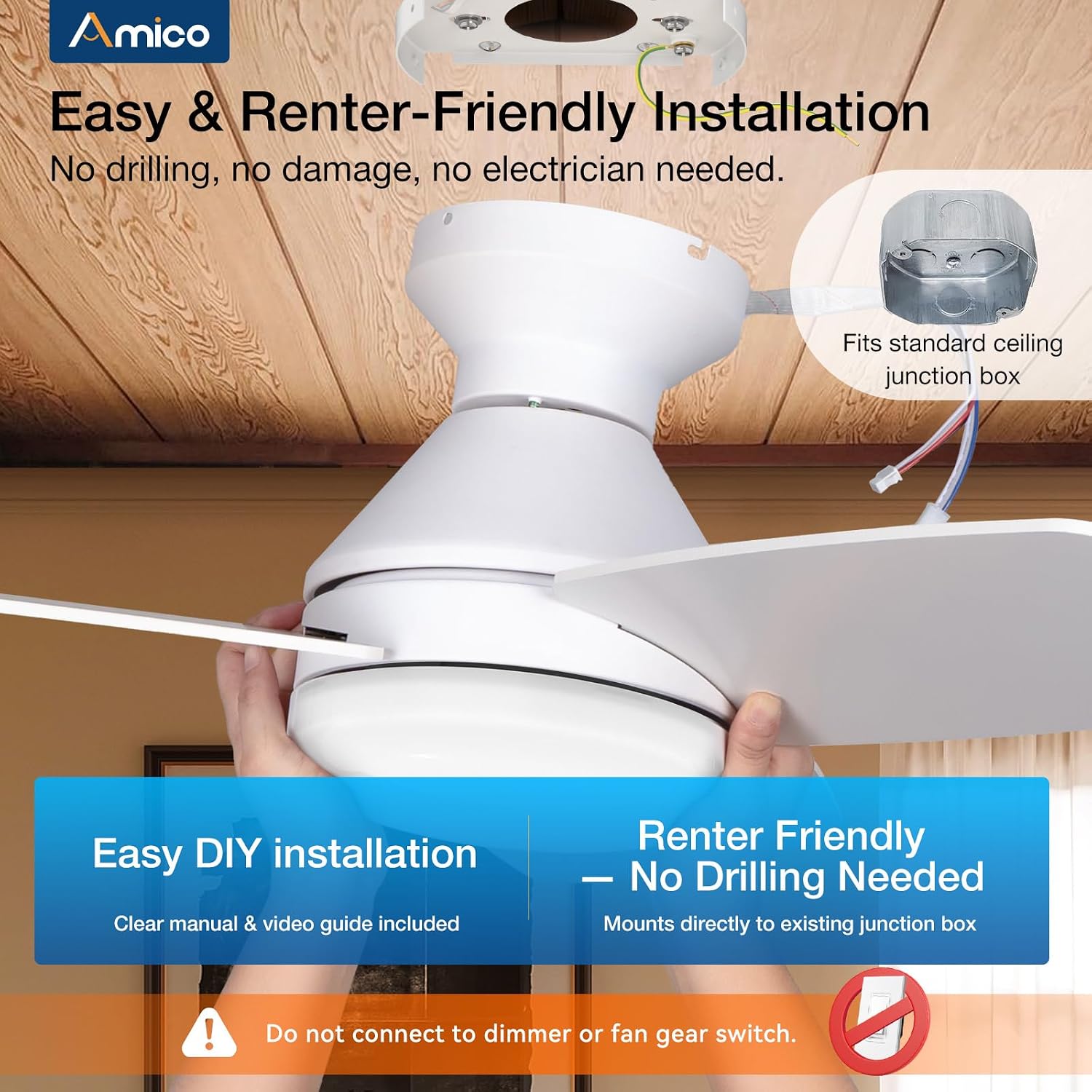 Thumbnail 6 de Amico 42-inch Low Profile Ceiling Fan ๐
