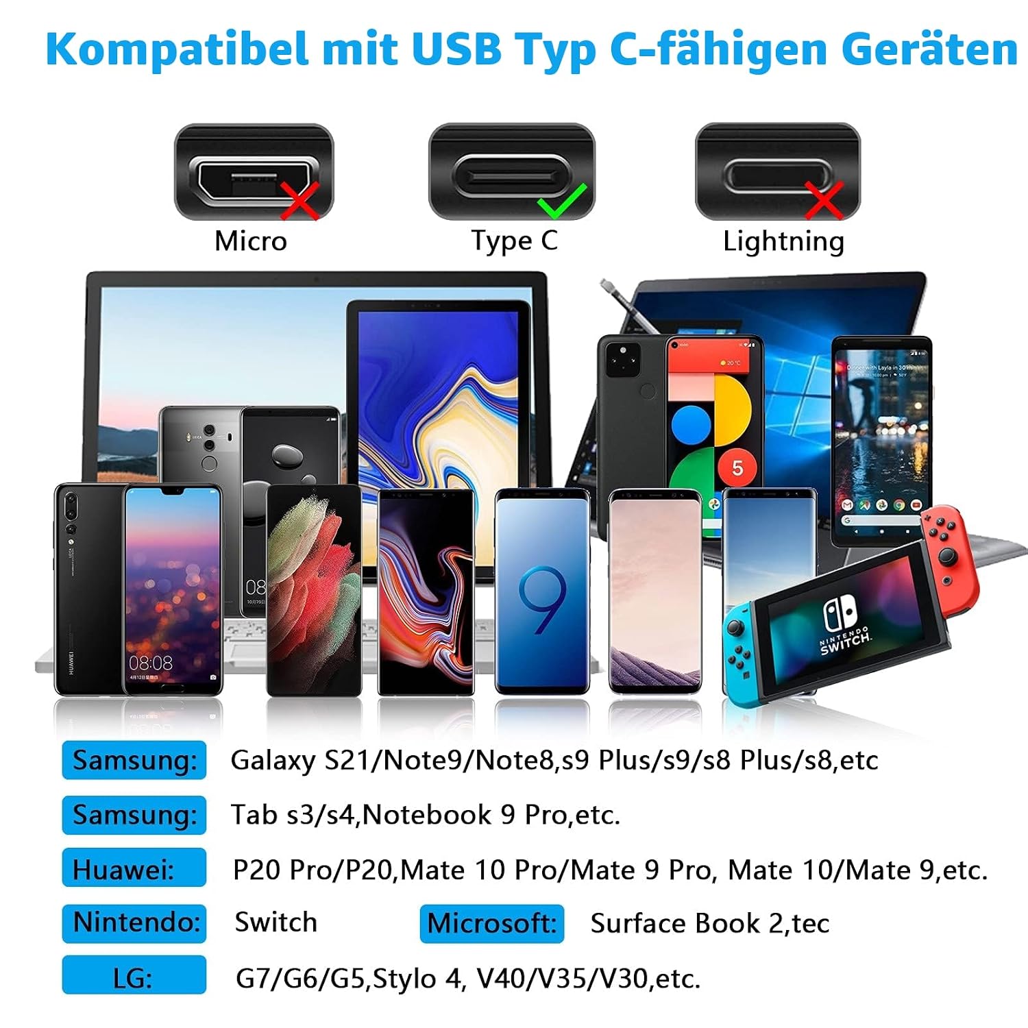 Thumbnail 6 de ANMIEL Typ-C-Kabel (USB-C auf USB-A) extra lang 3 m – USB 3.0 für Laden & Daten bis 5 Gbit/s