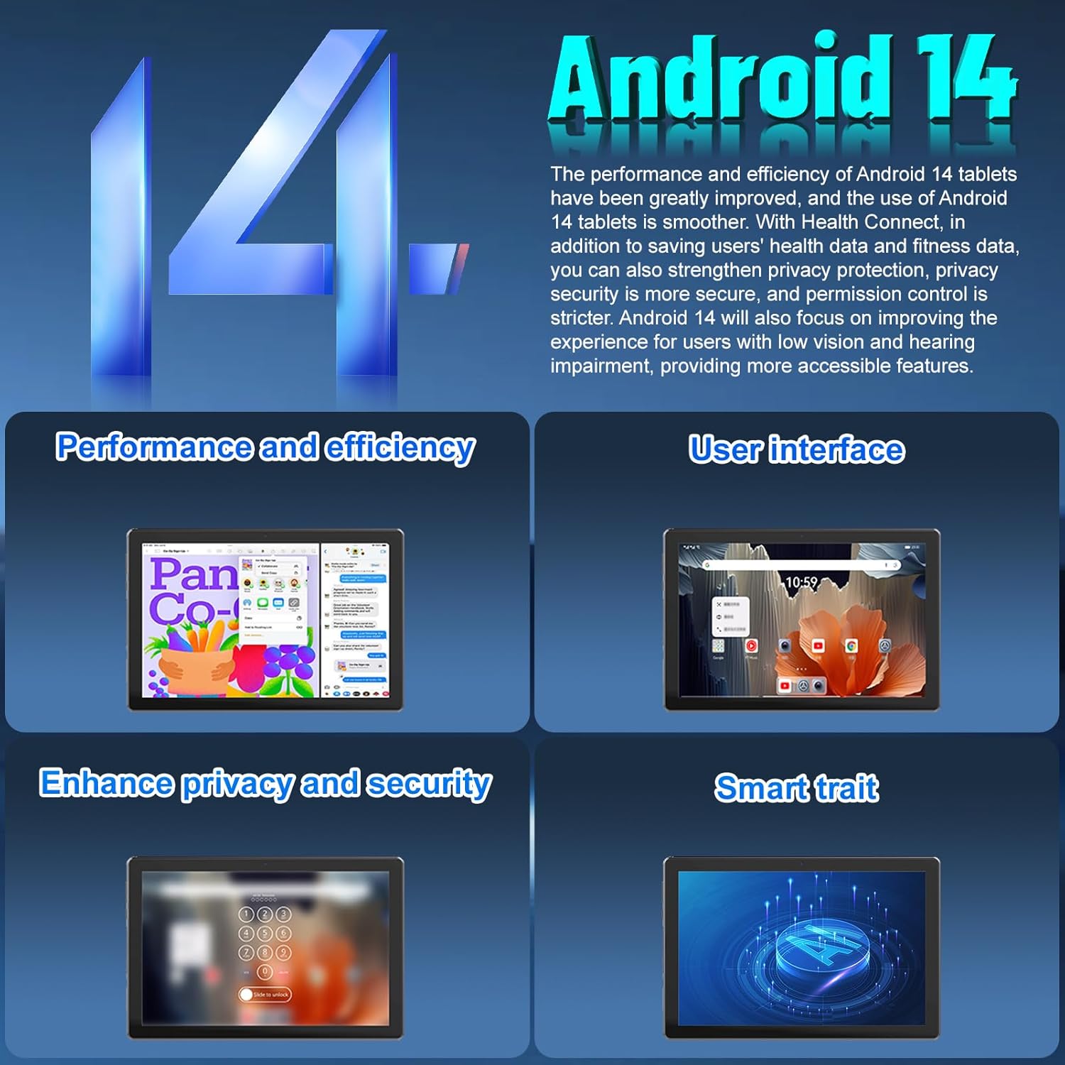 Thumbnail 2 de Laptok Tablet 10 Inch: Android 14, 8GB RAM, 64GB ROM + 1TB Expandable