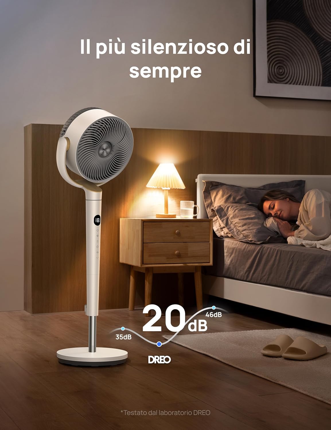 Detalle de DREO Ventilatore da stanza TurboPoly 512: silenzioso, oscillante 120°+120° e 9 velocità per una circolazione d’aria capillare