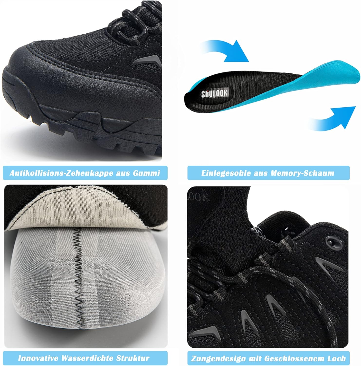 Detalle de SHULOOK Wanderschuhe Herren – Wasserdicht, ultraleicht und rutschfest
