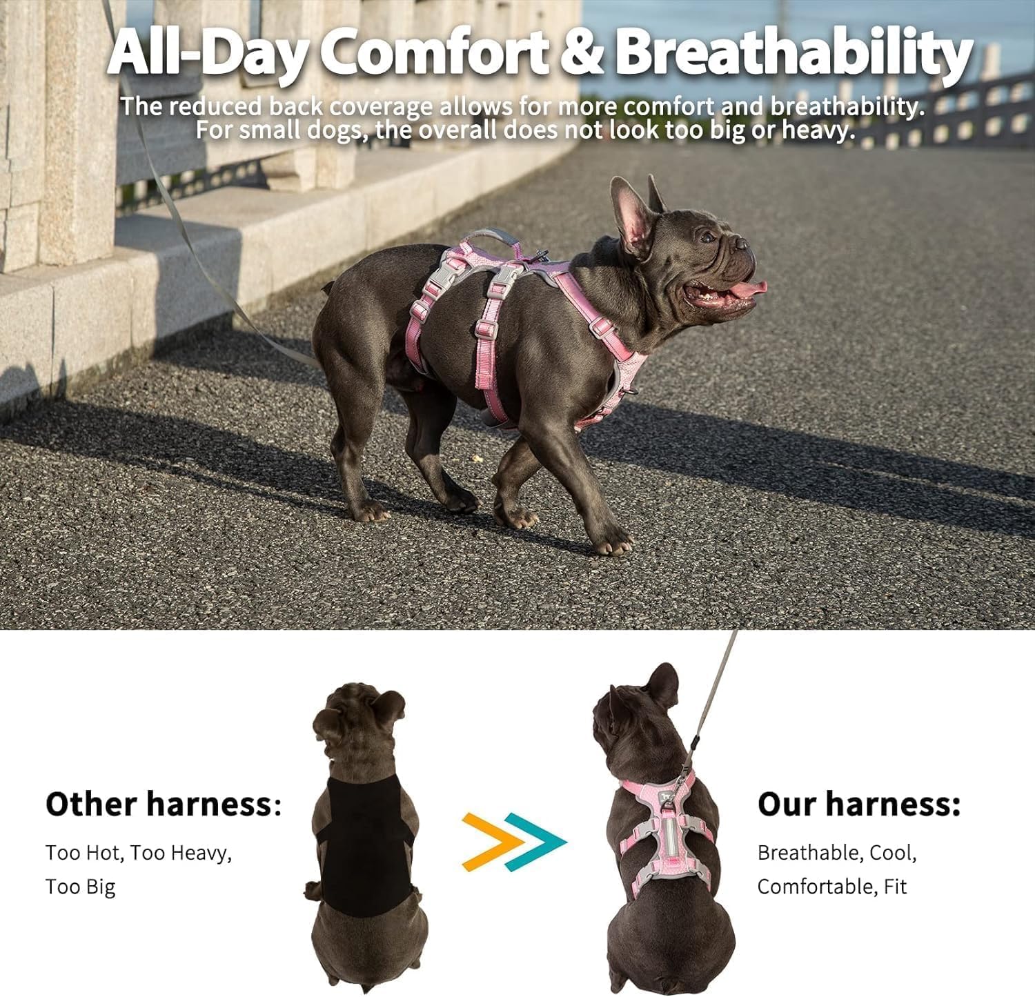 Thumbnail 4 de Huntboo Escape Proof Dog Harness (XS, Pink) – Secure, Reflective Vest for Small Dogs