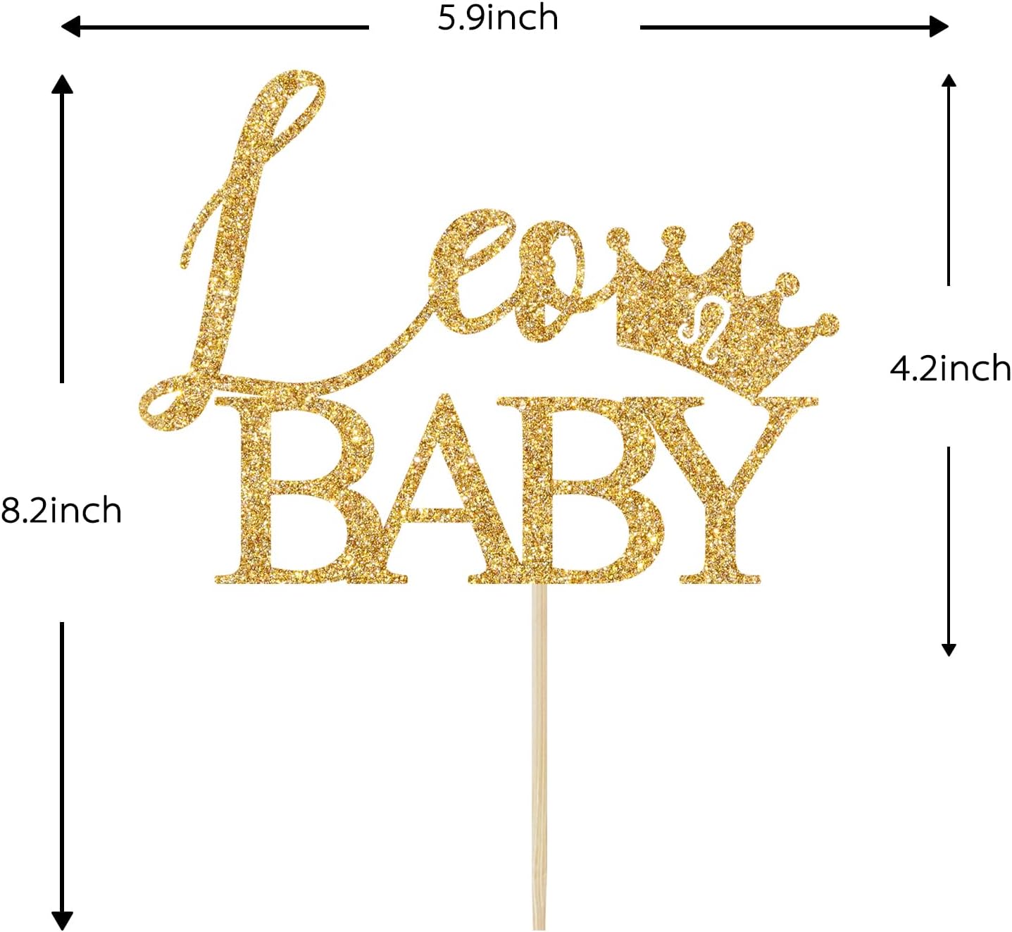 Detalle de Calarjeta Leo Baby Cake Topper, Gold Glitter Zodiac Decor, 4.2 x 5.9 in
