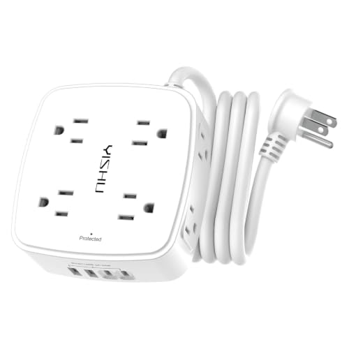 Detalle de YISHU 6Ft Surge Protector Power Strip with 8 Widely Spaced Outlets & 4 USB Ports