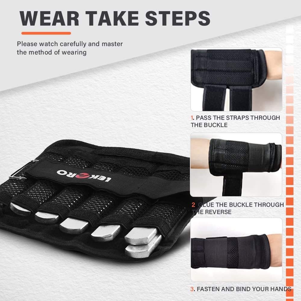 Thumbnail 3 de LEKÄRO Wrist Ankle Weights with Removable Steel Bars – Adjustable 1 Pair, 2.0 kg Total