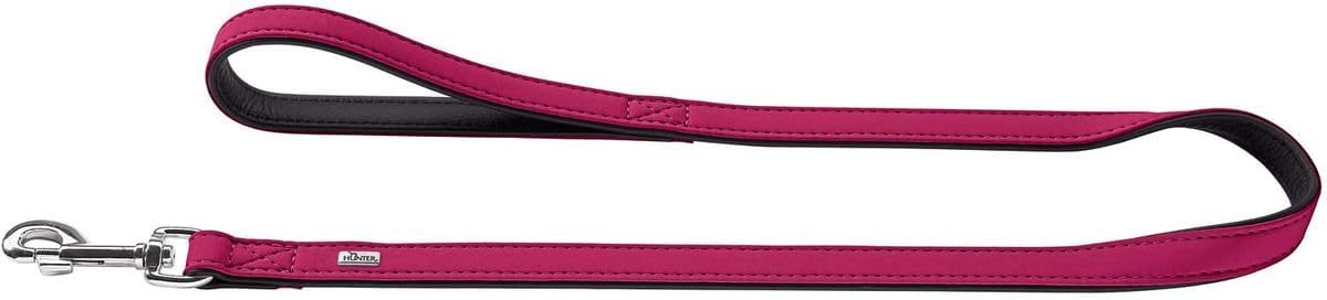 Detalle de HUNTER SOFTIE Führleine für Hunde – Kunstleder, Handschlaufe, 110 cm x 1,5 cm, himbeer (Made in Germany)