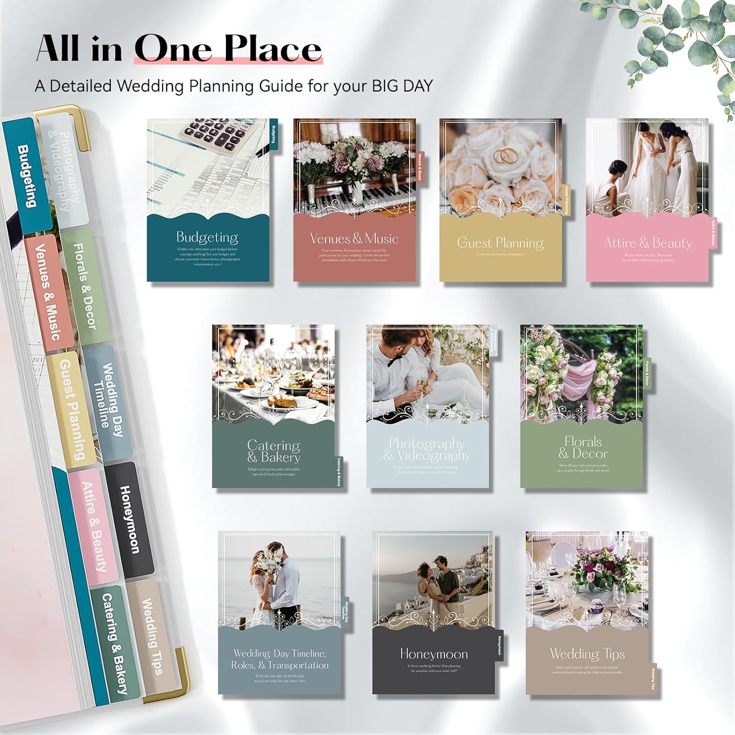Thumbnail 4 de ABC life Wedding Planner Book Organiser – UK wedding planning countdown notebook with 10 themed sections (Garland)