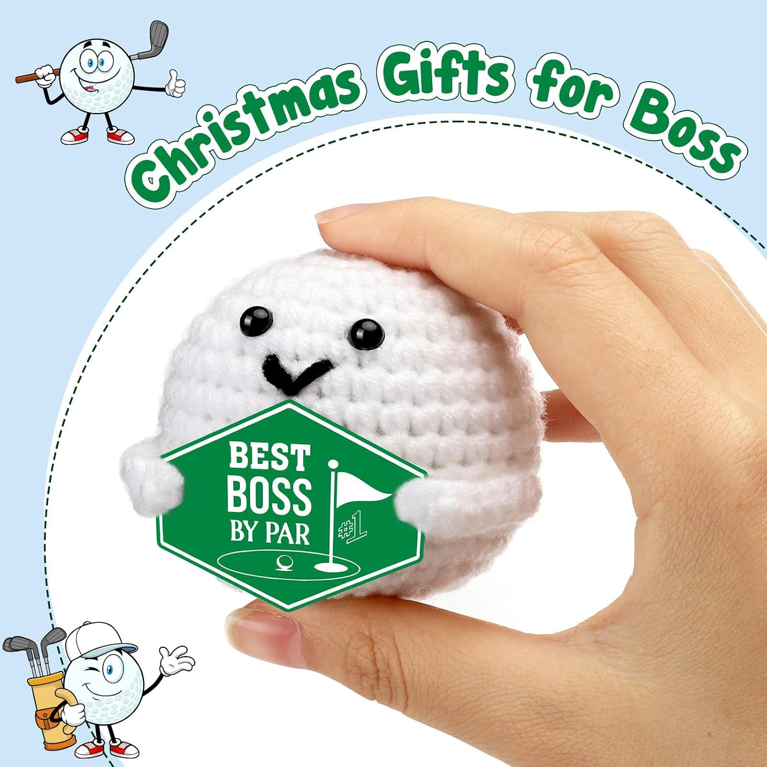 Detalle de YEZZZZ Crochet Golf Ball Accessory, Hand-Knitted Cotton Boss Gift