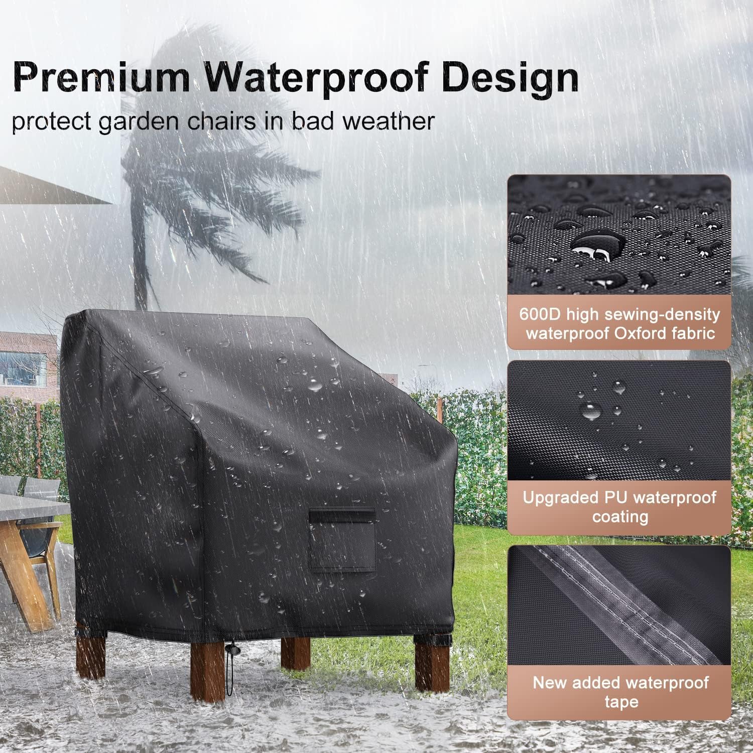 Detalle de Mrrihand Patio Chair Covers, 37 x 40 x 30 in.