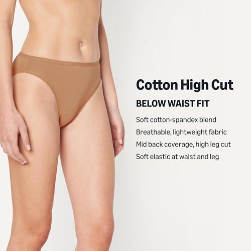 Thumbnail 1 de Amazon Essentials Slip Bikini a Taglio Alto in Cotone Elasticizzato Donna | Confezione da 6, Bronzo Lavato, 44