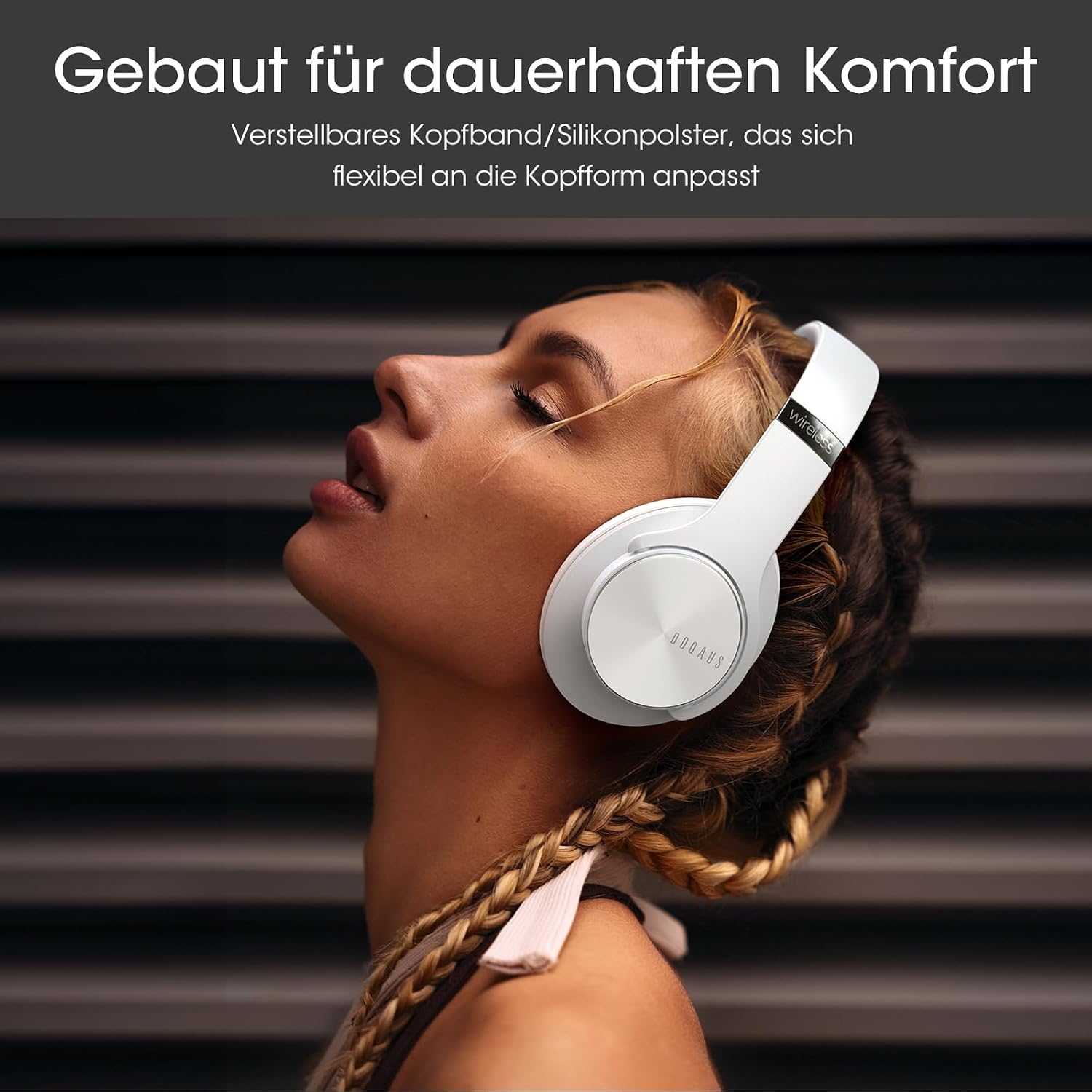Detalle de DOQAUS Bluetooth Kopfhörer Over Ear: 90 Stunden Laufzeit, 3 EQ-Modi und Kabellos mit Mikrofon