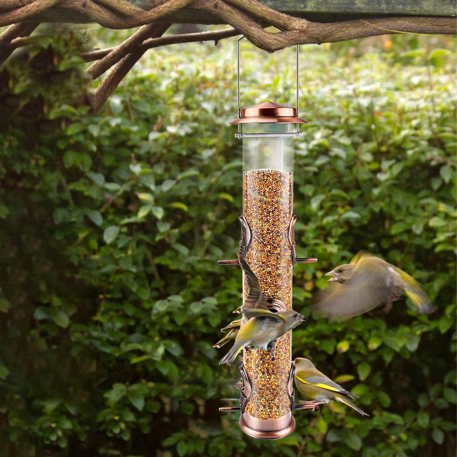 Thumbnail 1 de Urban Deco Antique Copper 6-Port Metal Tube Hanging Bird Feeder