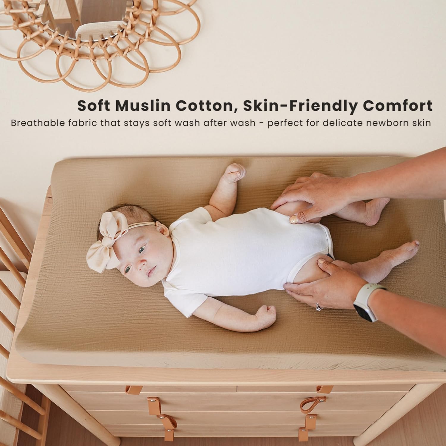 Detalle de Konssy Muslin Changing Pad Covers, 2-Pack, 100% Cotton, 32 x 16 in