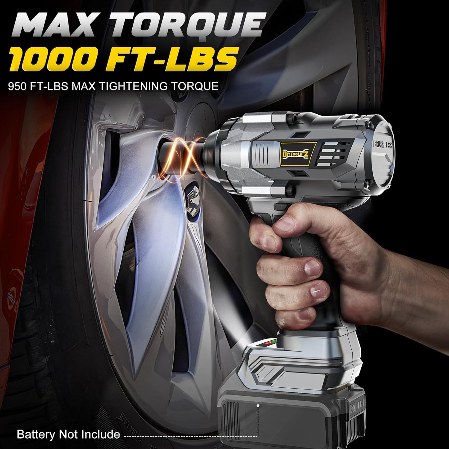 Detalle de DIYtoolifz Cordless Impact Wrench 1000 Ft-lbs