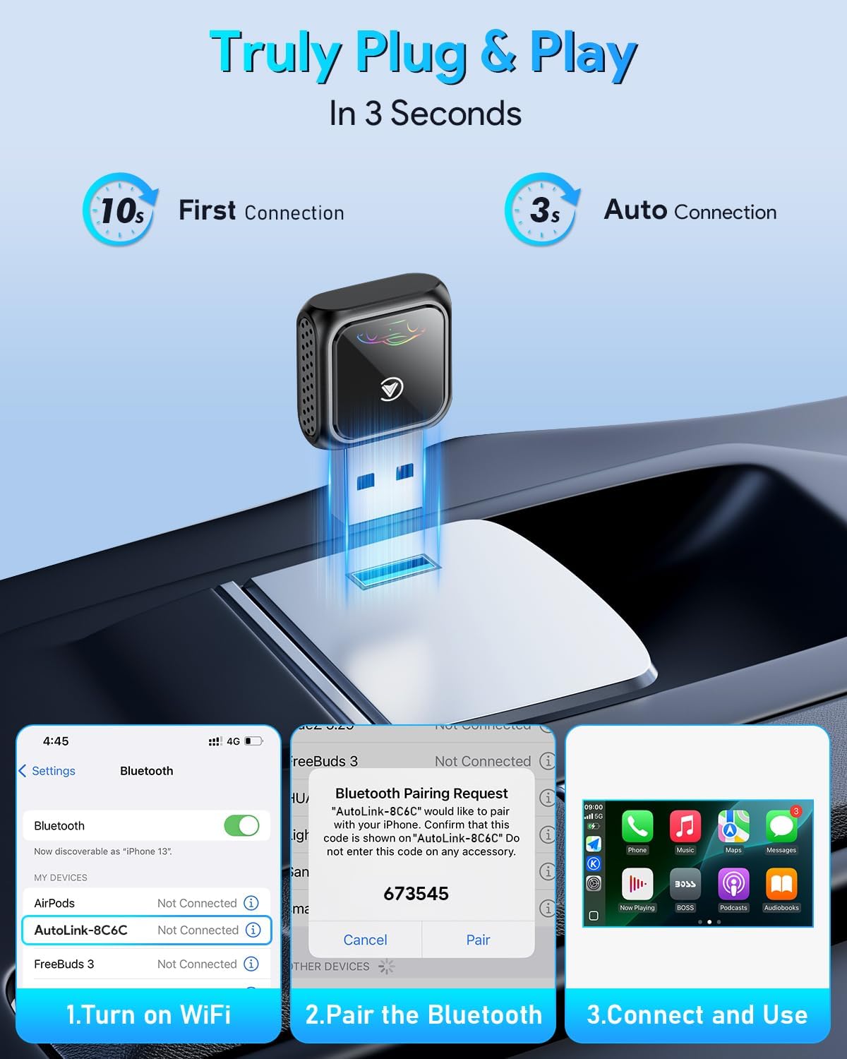 Thumbnail 3 de Super Mini Wireless CarPlay Adapter (Latest Upgraded)