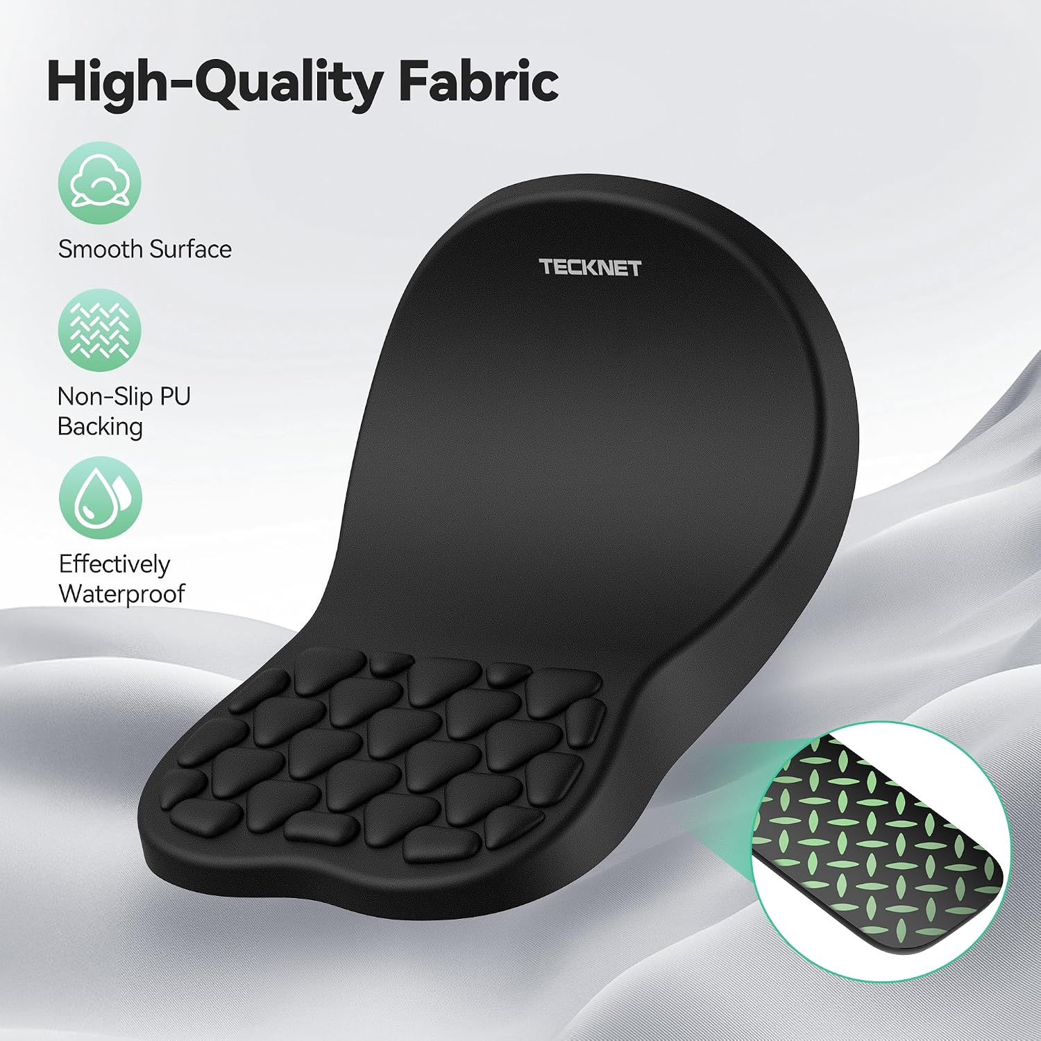 Detalle de TECKNET Ergonomic Mouse Mat Wrist Support and Keyboard Wrist Rest with Massage Design