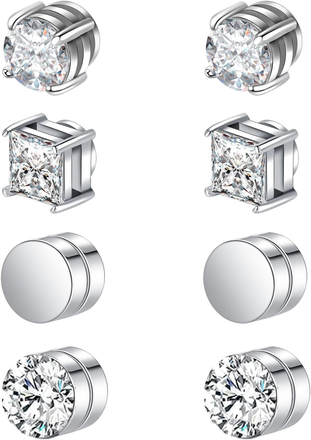 Detalle de Besyvvin 8 Stück Magnetischer Fake-Ohrschmuck – Kein Piercing, Edelstahl, Zirkonia