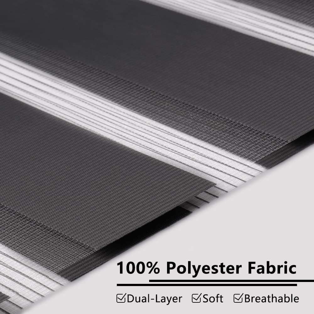 Thumbnail 1 de Kokorona Day and Night Zebra Roller Blinds 95cm W x 230cm Drop in Dark Grey