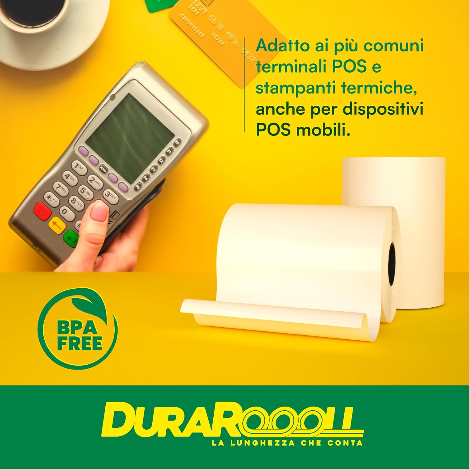 Thumbnail 2 de 20 Rotoli Carta Termica per POS 57x36 DuraRoooll: compatibili con Nexi, SumUp, Pax e altro