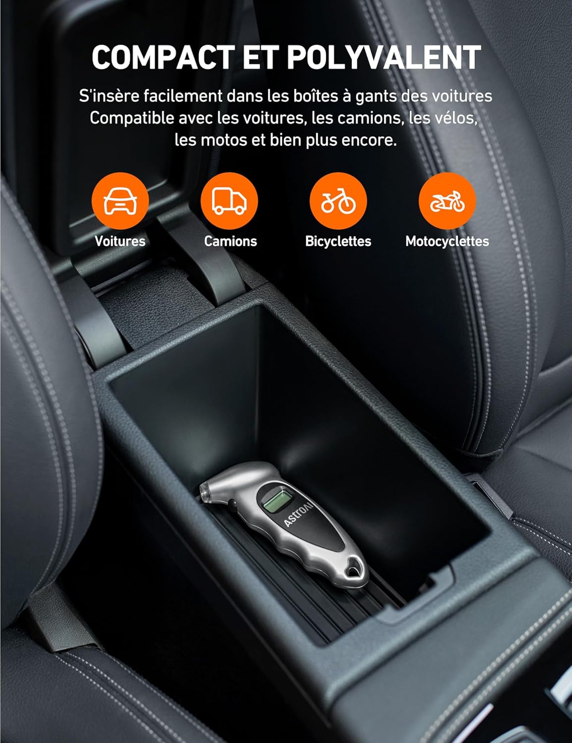 Thumbnail 3 de AstroAI Manomètre pression numérique 10 bar pour pneus voiture, vélo, VTT et moto