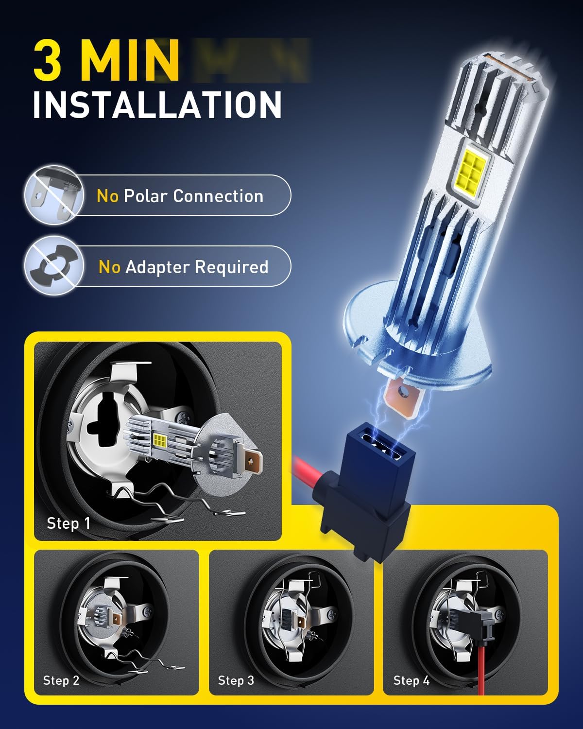 Thumbnail 3 de AUXITO H1 LED Headlight Bulb — 6500K Bright White, 600% Brighter, 2-Pack