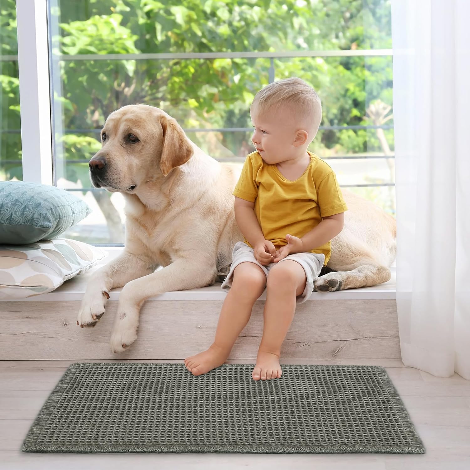 Detalle 2 de ZALL Waffle Bath Mat: Ultra-Soft, Absorbent, Non-Slip Bath Rug in Dark Green (18x30 inches)