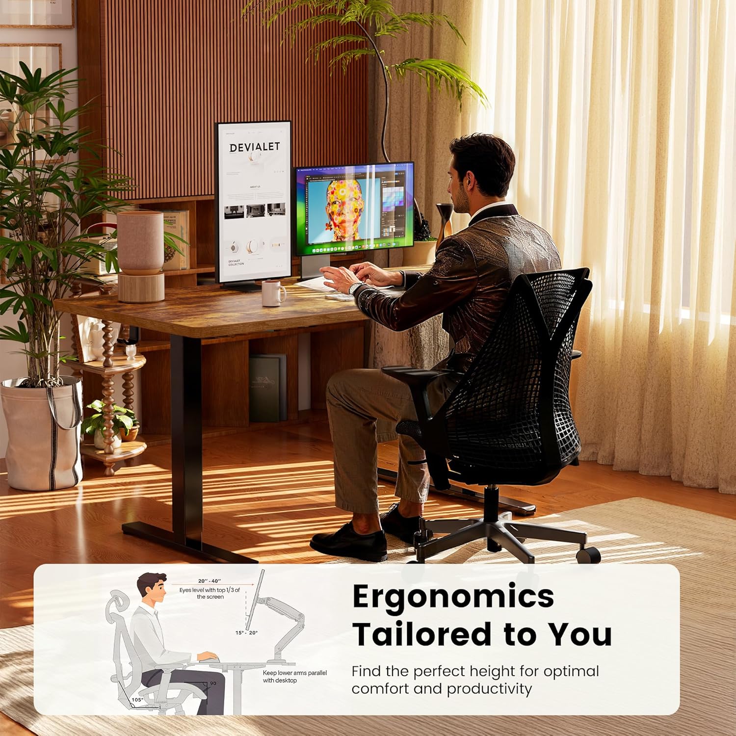 Thumbnail 6 de ErGear Electric Standing Desk 100 x 60 cm with 4 Memory Settings and Quiet Uprated Motor