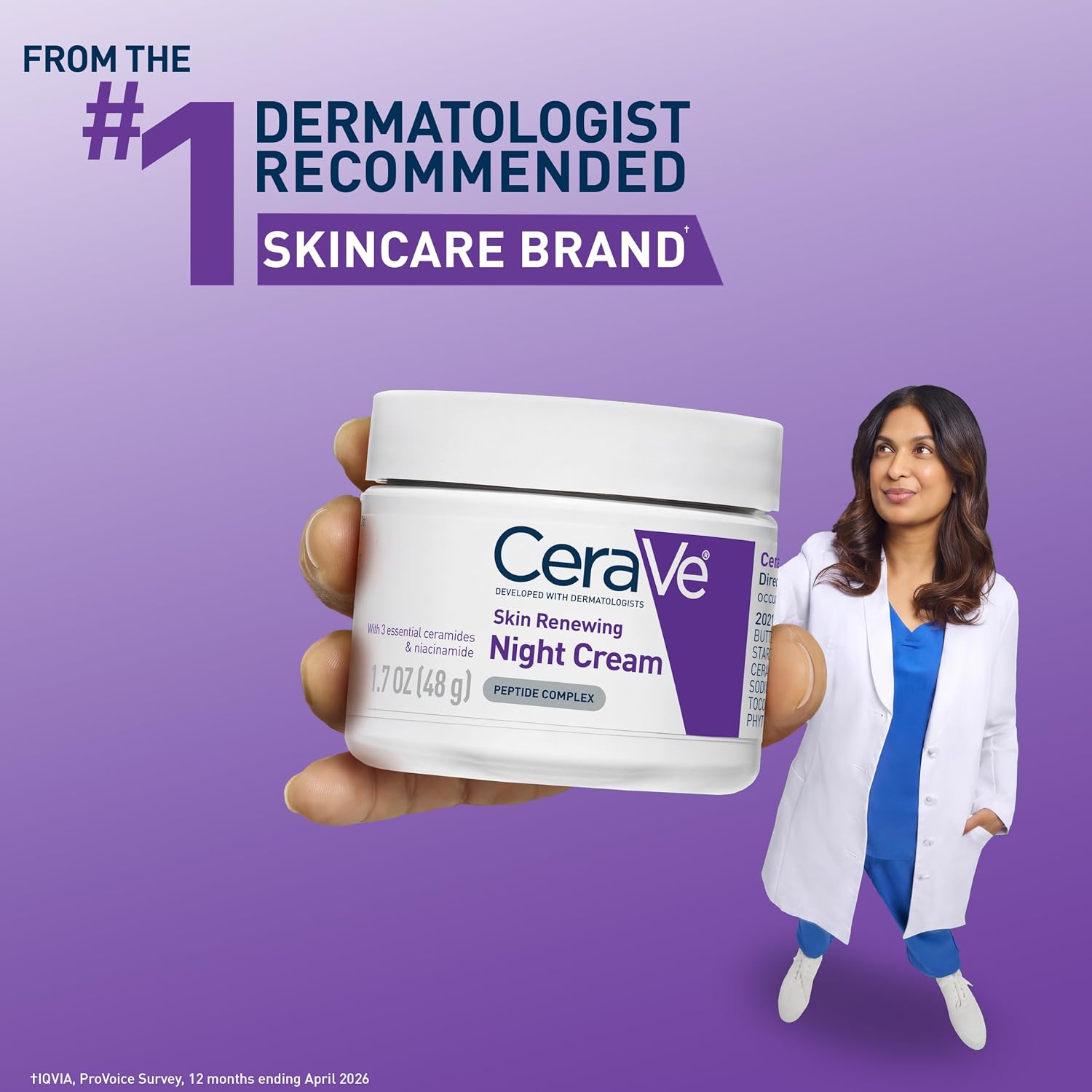 Detalle de CeraVe Night Cream: Overnight Hydration with Peptide Complex and Ceramides
