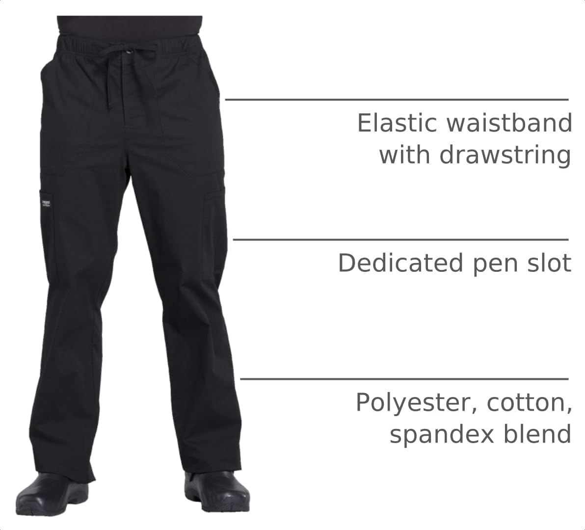 Detalle de Cherokee Men's Scrub Pants Polyester-Cotton Blend