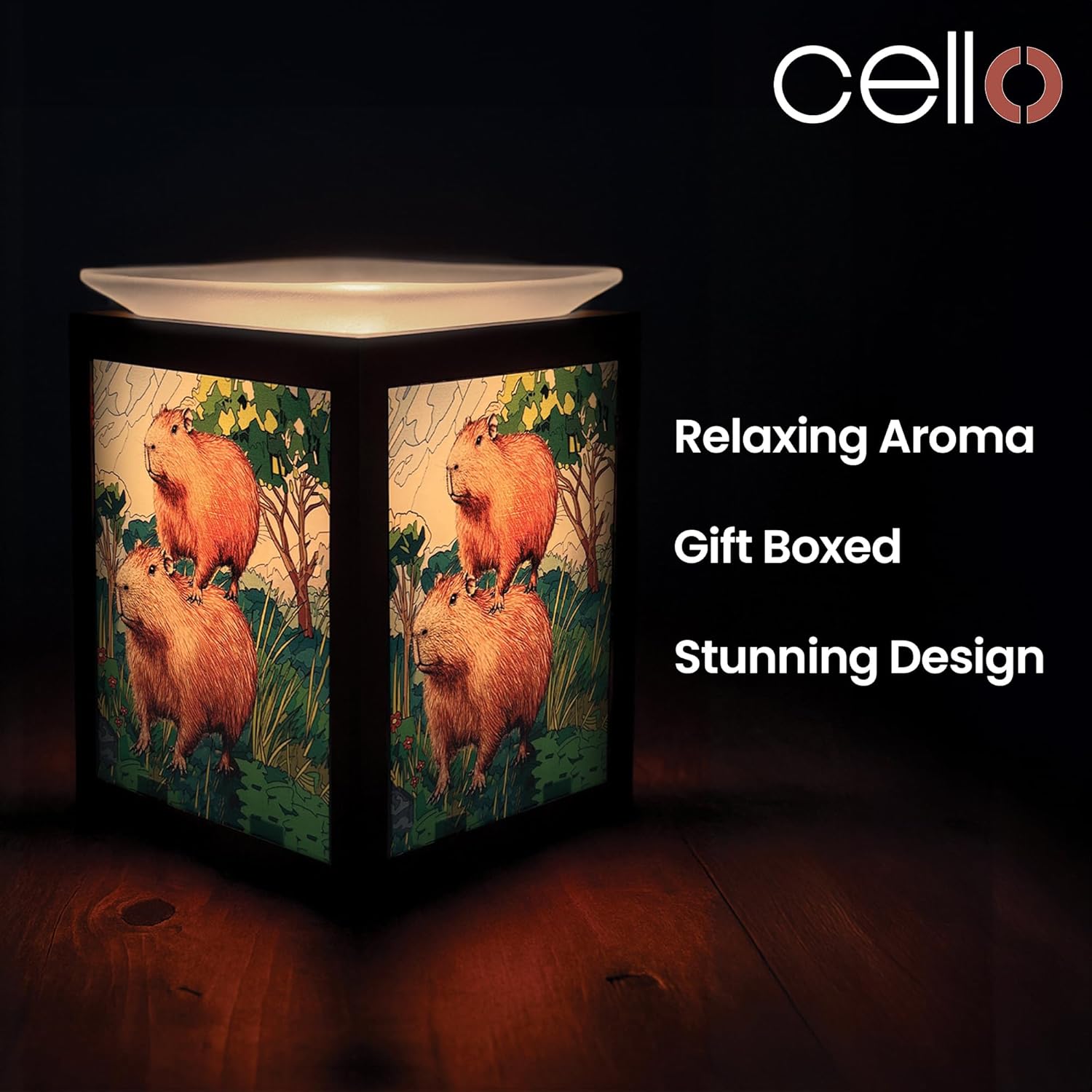 Thumbnail 2 de Cello Electric Wax Melt Burner (Capybara Design) – flame-free scent warmer with stained-glass glow