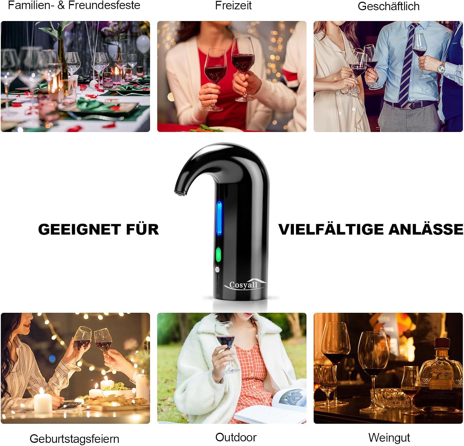 Detalle 2 de Cosyall Elektrischer Wein Dekanter mit 6,5 cm